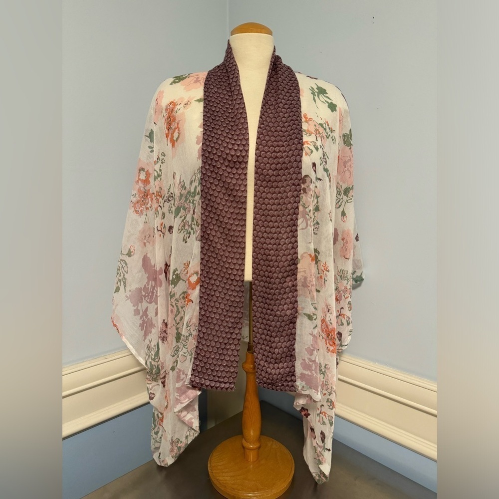 Printed floral sheer boho coverup duster